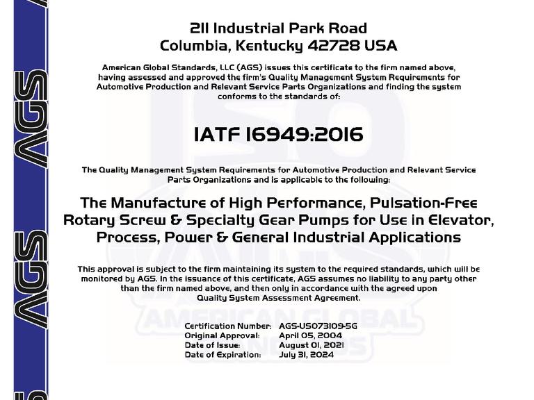 CIRCOR Pumps North America LLC Monroe ISO 9001:2015