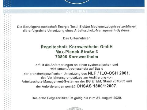 RTK-Safety-Zertifikat-OHSAS-18001-Regeltechnik-Kornwestheim